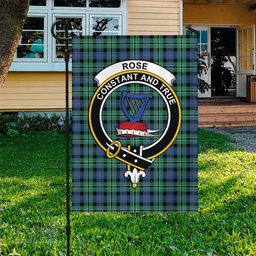 Scottish Rose Hunting Ancient Tartan Flag with Family Crest - Tartan Garden Flag Scottish Plaid Tartan Plaid - ScotsTee - scotstee.com