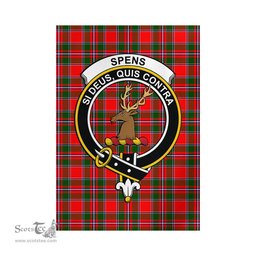 Scottish Spens Modern Tartan Flag with Family Crest - Tartan Garden Flag Scottish Plaid Tartan Plaid - ScotsTee - scotstee.com