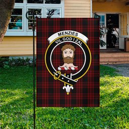 Scottish Menzies Hunting Tartan Flag with Family Crest - Tartan Garden Flag Scottish Plaid Tartan Plaid - ScotsTee - scotstee.com