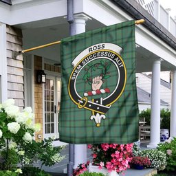 Scottish Ross Hunting Ancient Tartan Flag with Family Crest - Tartan Garden Flag Scottish Plaid Tartan Plaid - ScotsTee - scotstee.com