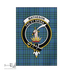 Scottish Matheson Hunting Ancient Tartan Flag with Family Crest - Tartan Garden Flag Scottish Plaid Tartan Plaid - ScotsTee - scotstee.com