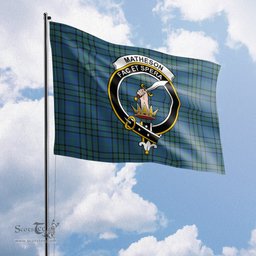 Scottish Matheson Hunting Ancient Tartan Flag with Family Crest - Tartan Garden Flag Scottish Plaid Tartan Plaid - ScotsTee - scotstee.com