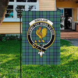 Scottish Sinclair Hunting Ancient Tartan Flag with Family Crest - Tartan Garden Flag Scottish Plaid Tartan Plaid - ScotsTee - scotstee.com