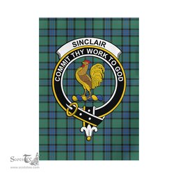 Scottish Sinclair Hunting Ancient Tartan Flag with Family Crest - Tartan Garden Flag Scottish Plaid Tartan Plaid - ScotsTee - scotstee.com