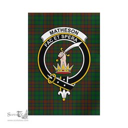 Scottish Matheson Hunting Highland Tartan Flag with Family Crest - Tartan Garden Flag Scottish Plaid Tartan Plaid - ScotsTee - scotstee.com