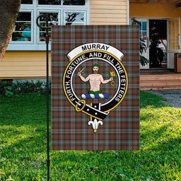 Scottish Murray of Atholl Weathered Tartan Flag with Family Crest - Tartan Garden Flag Scottish Plaid Tartan Plaid - ScotsTee - scotstee.com