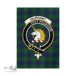 Scottish Oliphant Tartan Flag with Family Crest - Tartan Garden Flag Scottish Plaid Tartan Plaid - ScotsTee - scotstee.com