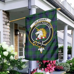 Scottish Oliphant Tartan Flag with Family Crest - Tartan Garden Flag Scottish Plaid Tartan Plaid - ScotsTee - scotstee.com
