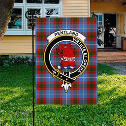 Scottish Pentland Tartan Flag with Family Crest - Tartan Garden Flag Scottish Plaid Tartan Plaid - ScotsTee - scotstee.com