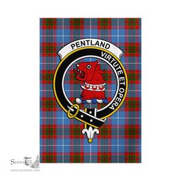 Scottish Pentland Tartan Flag with Family Crest - Tartan Garden Flag Scottish Plaid Tartan Plaid - ScotsTee - scotstee.com