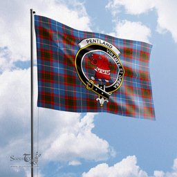 Scottish Pentland Tartan Flag with Family Crest - Tartan Garden Flag Scottish Plaid Tartan Plaid - ScotsTee - scotstee.com