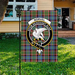 Scottish Norvel Tartan Flag with Family Crest - Tartan Garden Flag Scottish Plaid Tartan Plaid - ScotsTee - scotstee.com