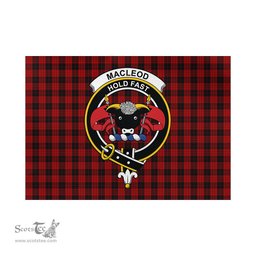Scottish MacLeod Black and Red Tartan Flag with Family Crest - Tartan Garden Flag Scottish Plaid Tartan Plaid - ScotsTee - scotstee.com