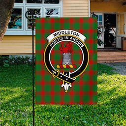 Scottish Middleton Modern Tartan Flag with Family Crest - Tartan Garden Flag Scottish Plaid Tartan Plaid - ScotsTee - scotstee.com