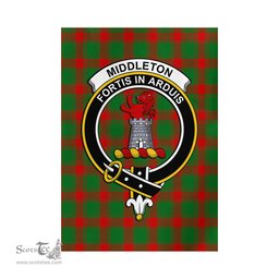 Scottish Middleton Modern Tartan Flag with Family Crest - Tartan Garden Flag Scottish Plaid Tartan Plaid - ScotsTee - scotstee.com