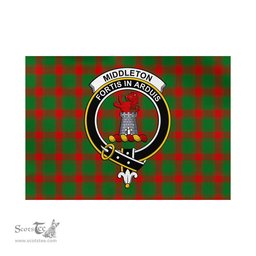 Scottish Middleton Modern Tartan Flag with Family Crest - Tartan Garden Flag Scottish Plaid Tartan Plaid - ScotsTee - scotstee.com