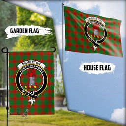 Scottish Middleton Modern Tartan Flag with Family Crest - Tartan Garden Flag Scottish Plaid Tartan Plaid - ScotsTee - scotstee.com