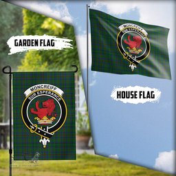 Scottish Moncrieff of Atholl Tartan Flag with Family Crest - Tartan Garden Flag Scottish Plaid Tartan Plaid - ScotsTee - scotstee.com