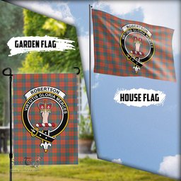 Scottish Robertson Ancient Tartan Flag with Family Crest - Tartan Garden Flag Scottish Plaid Tartan Plaid - ScotsTee - scotstee.com