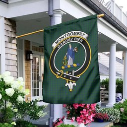 Scottish Montgomery Tartan Flag with Family Crest - Tartan Garden Flag Scottish Plaid Tartan Plaid - ScotsTee - scotstee.com