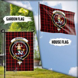 Scottish Murray of Ochtertyre Tartan Flag with Family Crest - Tartan Garden Flag Scottish Plaid Tartan Plaid - ScotsTee - scotstee.com