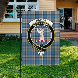 Scottish Napier Ancient Tartan Flag with Family Crest - Tartan Garden Flag Scottish Plaid Tartan Plaid - ScotsTee - scotstee.com