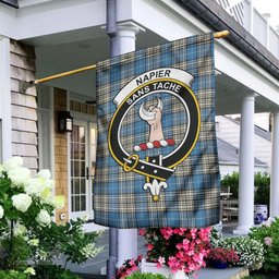 Scottish Napier Ancient Tartan Flag with Family Crest - Tartan Garden Flag Scottish Plaid Tartan Plaid - ScotsTee - scotstee.com