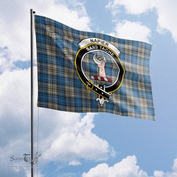 Scottish Napier Ancient Tartan Flag with Family Crest - Tartan Garden Flag Scottish Plaid Tartan Plaid - ScotsTee - scotstee.com