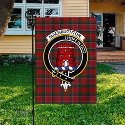 Scottish MacNaughton Tartan Flag with Family Crest - Tartan Garden Flag Scottish Plaid Tartan Plaid - ScotsTee - scotstee.com