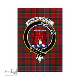 Scottish MacNaughton Tartan Flag with Family Crest - Tartan Garden Flag Scottish Plaid Tartan Plaid - ScotsTee - scotstee.com