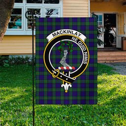 Scottish MacKinlay Modern Tartan Flag with Family Crest - Tartan Garden Flag Scottish Plaid Tartan Plaid - ScotsTee - scotstee.com