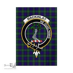 Scottish MacKinlay Modern Tartan Flag with Family Crest - Tartan Garden Flag Scottish Plaid Tartan Plaid - ScotsTee - scotstee.com