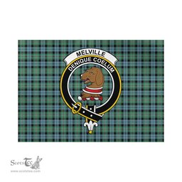 Scottish Melville Ancient Tartan Flag with Family Crest - Tartan Garden Flag Scottish Plaid Tartan Plaid - ScotsTee - scotstee.com