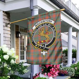Scottish MacKintosh Ancient Tartan Flag with Family Crest - Tartan Garden Flag Scottish Plaid Tartan Plaid - ScotsTee - scotstee.com