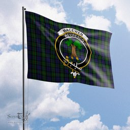 Scottish MacEwen Tartan Flag with Family Crest - Tartan Garden Flag Scottish Plaid Tartan Plaid - ScotsTee - scotstee.com