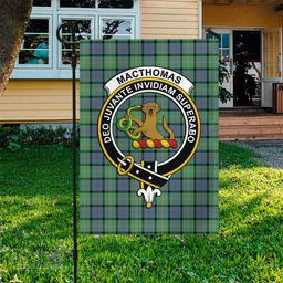 Scottish MacThomas Ancient Tartan Flag with Family Crest - Tartan Garden Flag Scottish Plaid Tartan Plaid - ScotsTee - scotstee.com