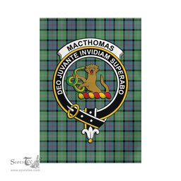 Scottish MacThomas Ancient Tartan Flag with Family Crest - Tartan Garden Flag Scottish Plaid Tartan Plaid - ScotsTee - scotstee.com