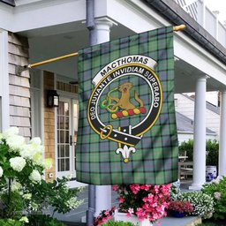 Scottish MacThomas Ancient Tartan Flag with Family Crest - Tartan Garden Flag Scottish Plaid Tartan Plaid - ScotsTee - scotstee.com