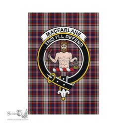 Scottish MacFarlane Dress Tartan Flag with Family Crest - Tartan Garden Flag Scottish Plaid Tartan Plaid - ScotsTee - scotstee.com