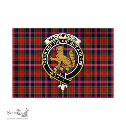 Scottish MacPherson Modern Tartan Flag with Family Crest - Tartan Garden Flag Scottish Plaid Tartan Plaid - ScotsTee - scotstee.com