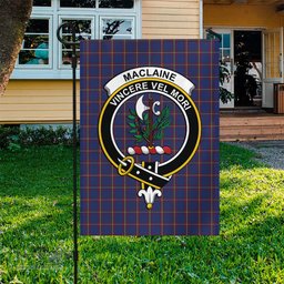Scottish MacLaine of Lochbuie Tartan Flag with Family Crest - Tartan Garden Flag Scottish Plaid Tartan Plaid - ScotsTee - scotstee.com