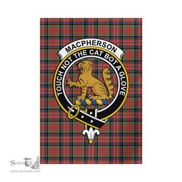 Scottish MacPherson Ancient Tartan Flag with Family Crest - Tartan Garden Flag Scottish Plaid Tartan Plaid - ScotsTee - scotstee.com
