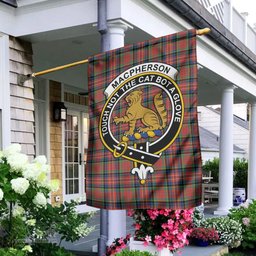 Scottish MacPherson Ancient Tartan Flag with Family Crest - Tartan Garden Flag Scottish Plaid Tartan Plaid - ScotsTee - scotstee.com