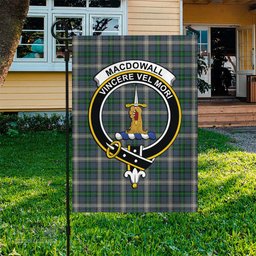 Scottish MacDowall Tartan Flag with Family Crest - Tartan Garden Flag Scottish Plaid Tartan Plaid - ScotsTee - scotstee.com