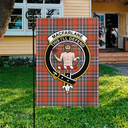 Scottish MacFarlane Ancient Tartan Flag with Family Crest - Tartan Garden Flag Scottish Plaid Tartan Plaid - ScotsTee - scotstee.com