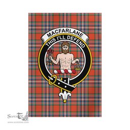 Scottish MacFarlane Ancient Tartan Flag with Family Crest - Tartan Garden Flag Scottish Plaid Tartan Plaid - ScotsTee - scotstee.com