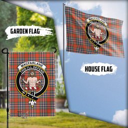 Scottish MacFarlane Ancient Tartan Flag with Family Crest - Tartan Garden Flag Scottish Plaid Tartan Plaid - ScotsTee - scotstee.com