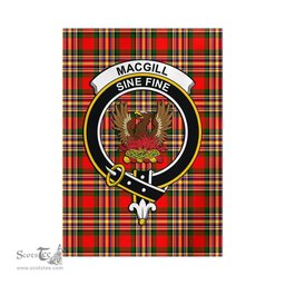 Scottish MacGill Modern Tartan Flag with Family Crest - Tartan Garden Flag Scottish Plaid Tartan Plaid - ScotsTee - scotstee.com