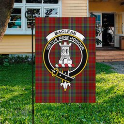 Scottish MacLean of Duart Tartan Flag with Family Crest - Tartan Garden Flag Scottish Plaid Tartan Plaid - ScotsTee - scotstee.com