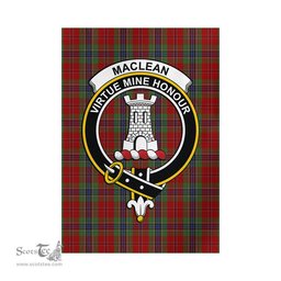 Scottish MacLean of Duart Tartan Flag with Family Crest - Tartan Garden Flag Scottish Plaid Tartan Plaid - ScotsTee - scotstee.com